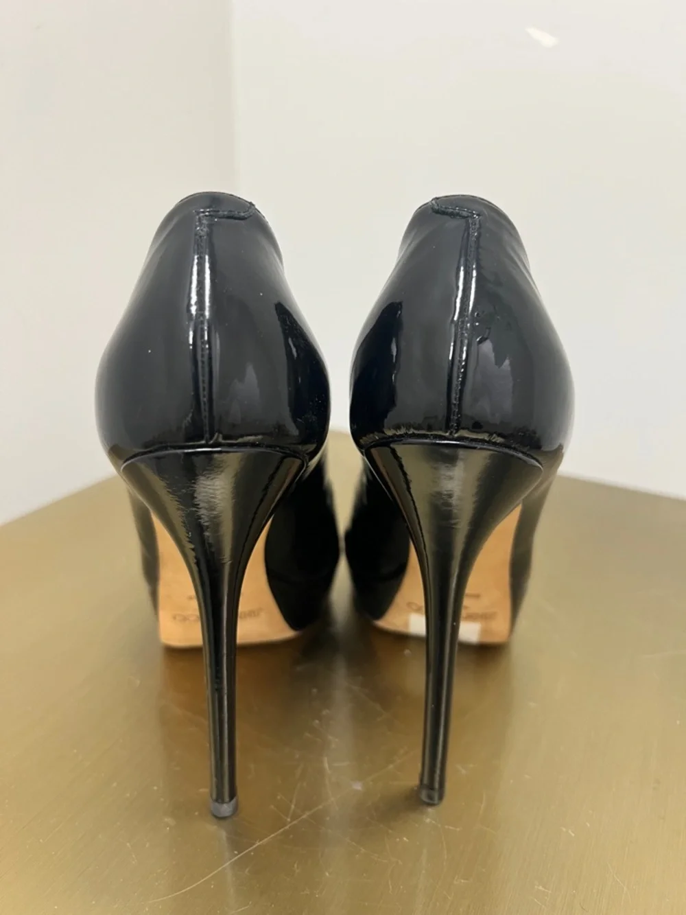 Jimmy Choo Black Patent Peep-Toe Platform Pumps - Picture 4 of 10